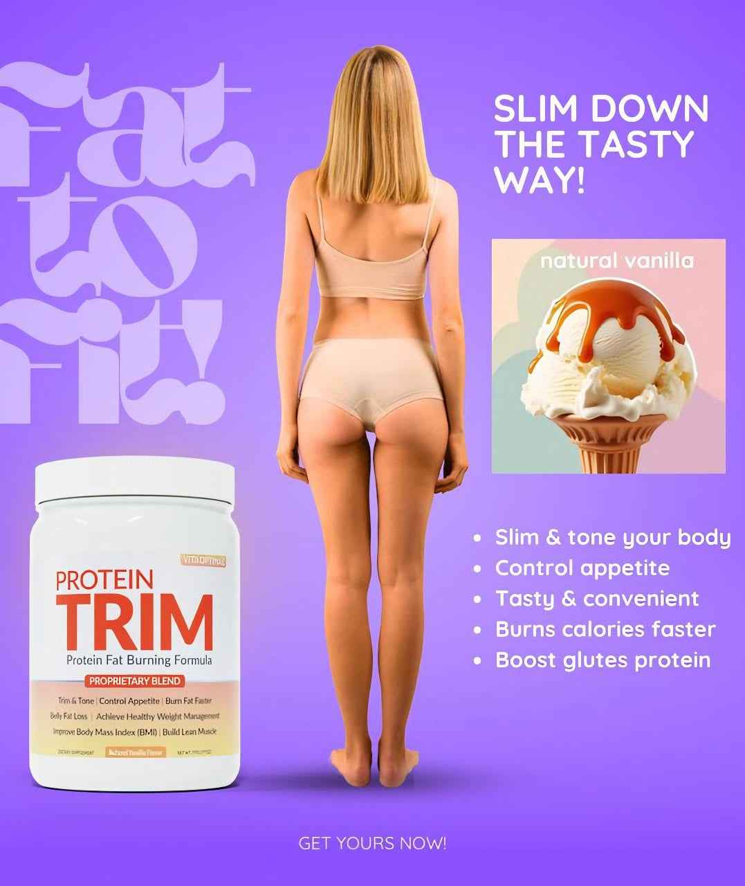 Vita Optimal Protein Trim Fat Burning Formula - Vanilla Flavor - 640g Powder