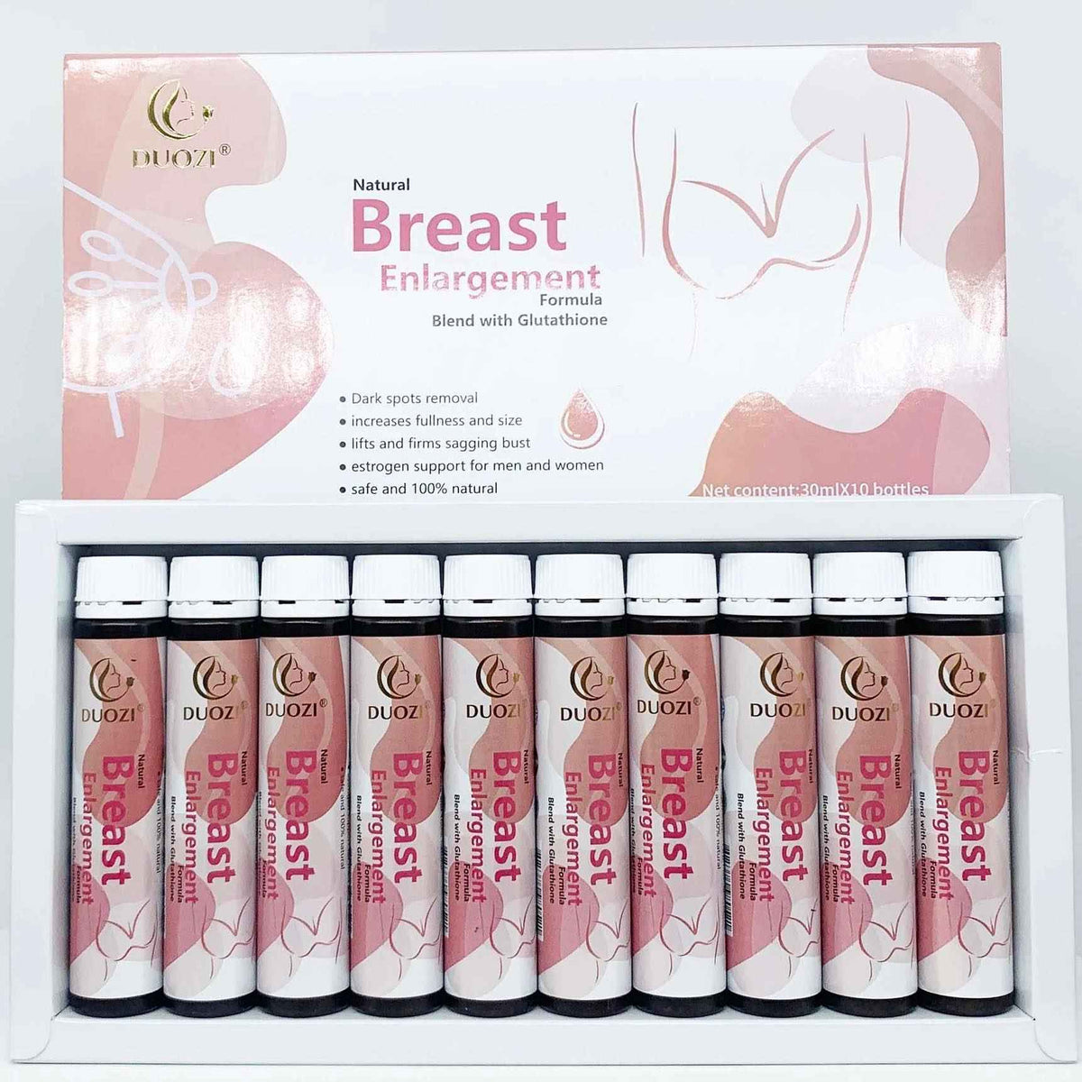 Duozi Breast Enlargement Drink - Natural Formula With Glutathione (30ml x 10 Bottles)