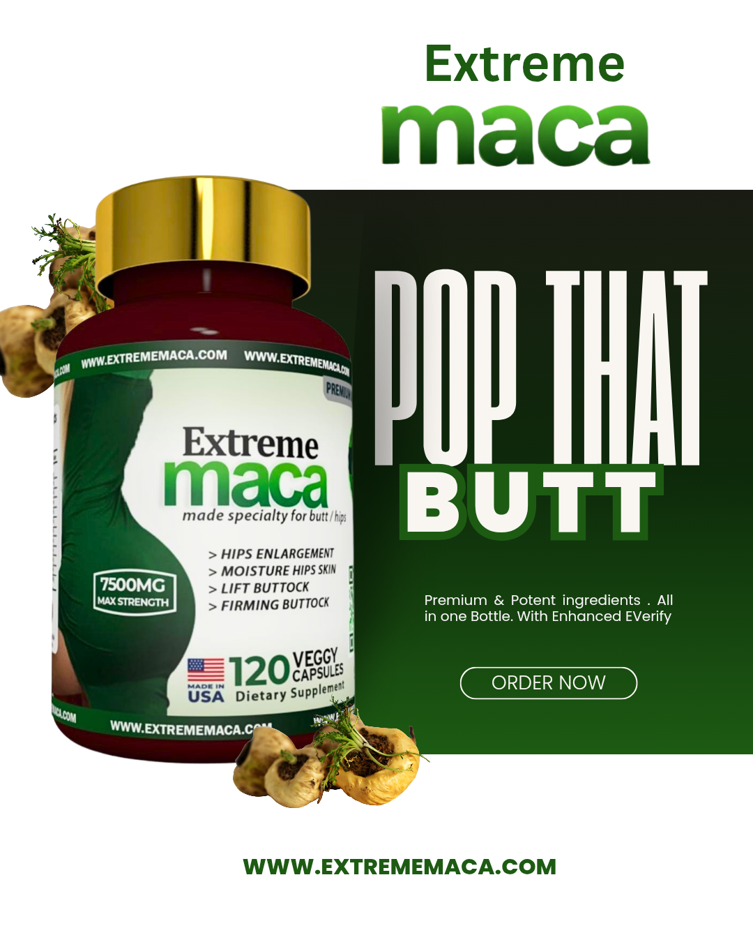 Extreme Maca – 7500mg Max Strength (120 Veggy Capsules)