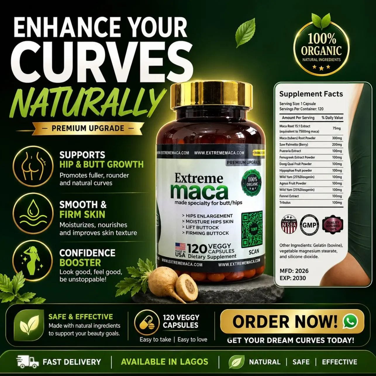 Extreme Maca – 7500mg Max Strength (120 Veggy Capsules)